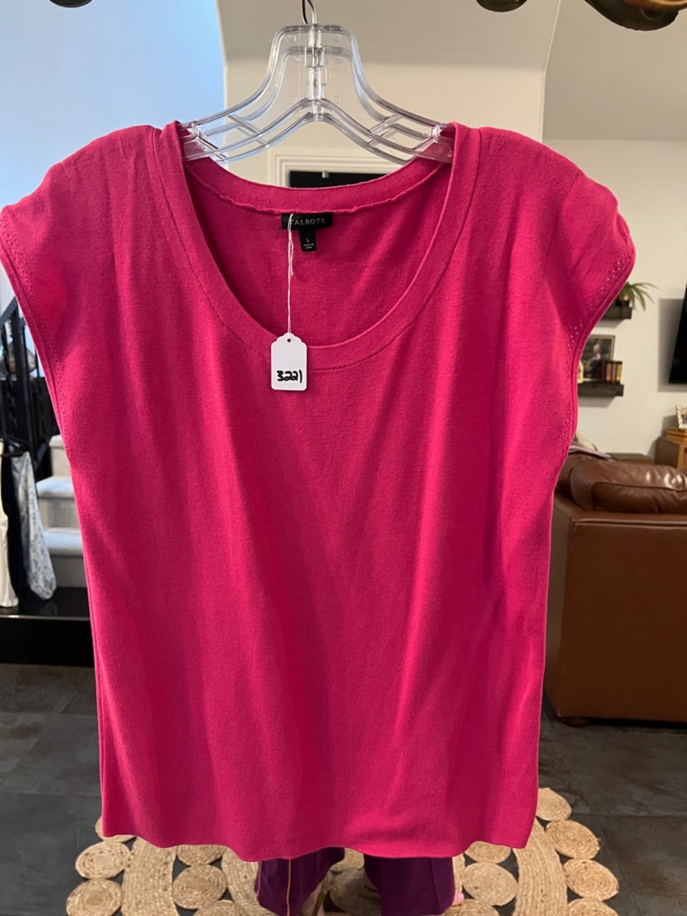 Talbots Bright Pink Scoop Neck Cap Sleeve Tank